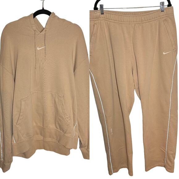 Nike x Nocta Men's Fleece CS Tan Matching Sweatsuit Hoodie Sweatpants Size XXL - Picture 2 of 16